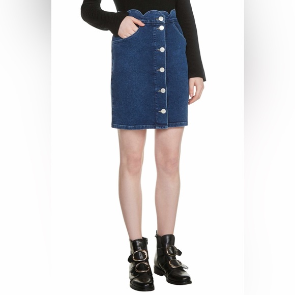 Euc MAJE scallops waist line denim skirt size 40 - Picture 2 of 7